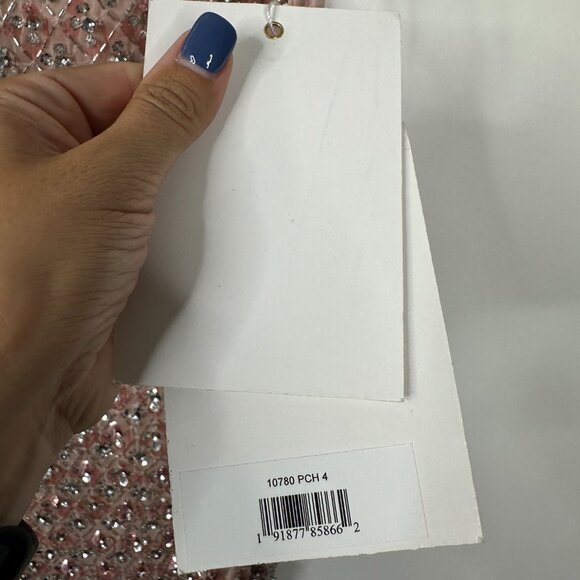 NWT Mac Duggal Embellished High Neck Sleeveless Sheath Dress Peach 4 #A03131 - Picture 5 of 7